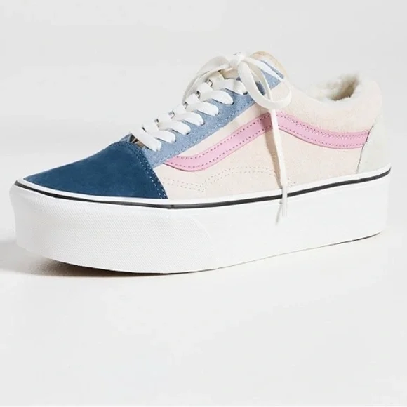 Vans Blue and Pink Women's Sneakers - Picture 2 of 10